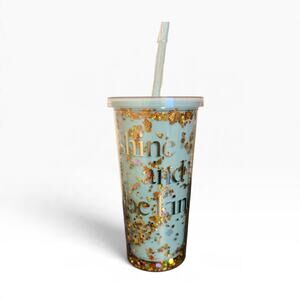 Kendra Scott Shine and Be Kind Gold Glitter Tumbler with Straw